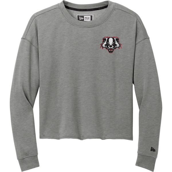Scary Badgers New Era Ladies Tri-Blend Fleece Crop Crew